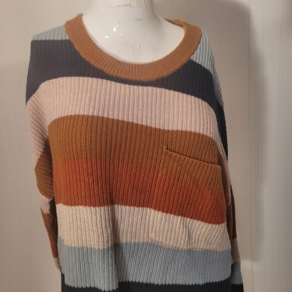 Madewell Thompson Medium knit sweater pullover striped pocket - Picture 5 of 11